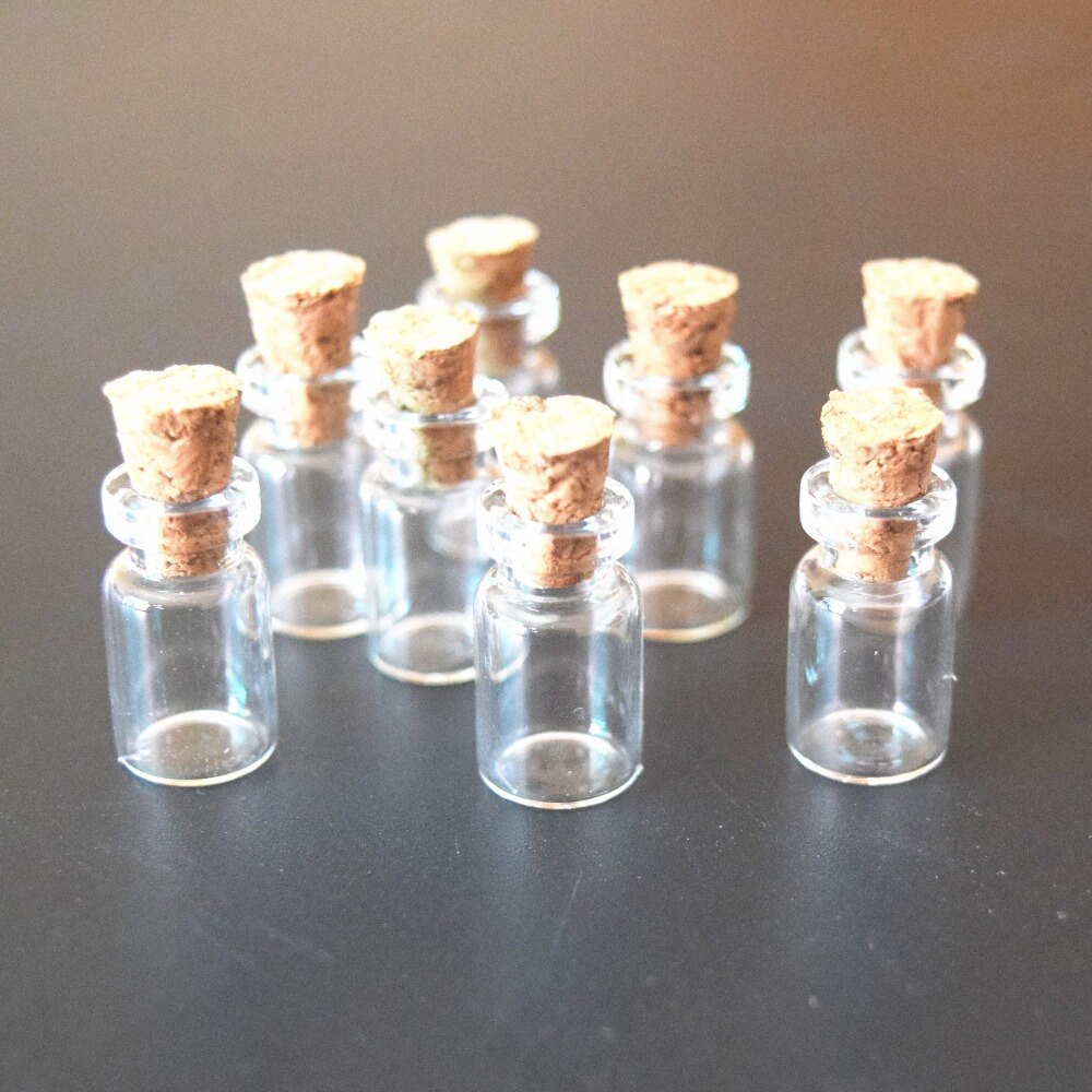 50 Stuks 0.5Ml Mini Kleine Tiny Clear Kurk Glazen Flessen Flesjes