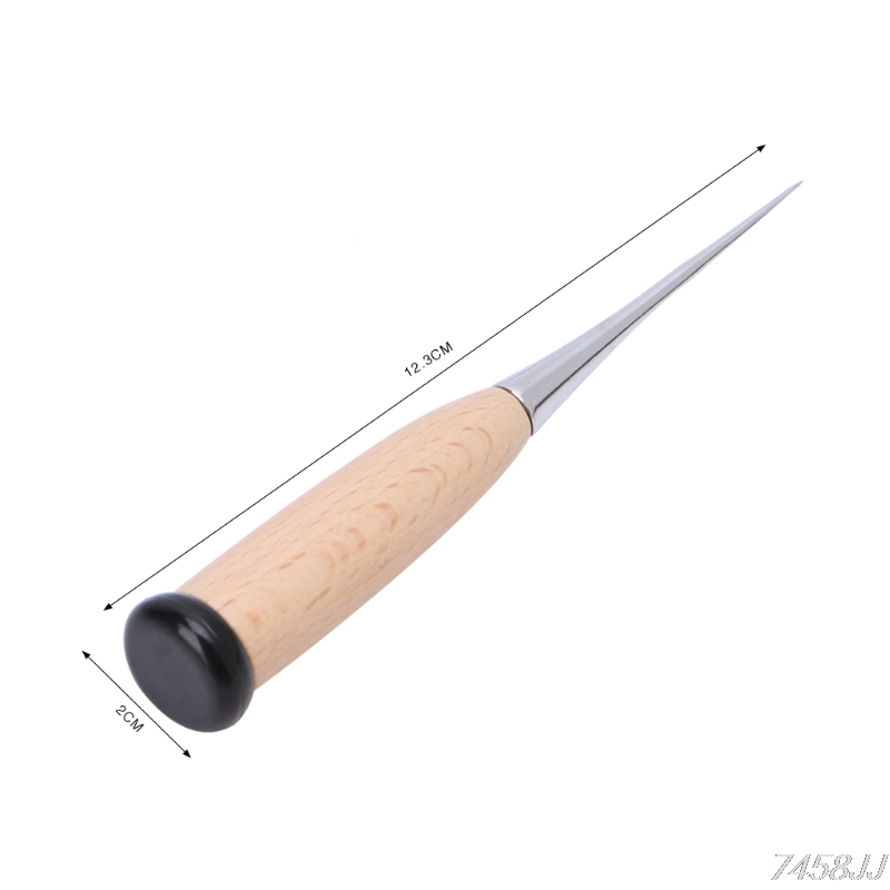 Punzón para manualidades de cuero, herramienta para hacer agujeros con mango de madera, aguja de acero, punzonado, punzonado, herramientas de cuero y lona, 1 unidad