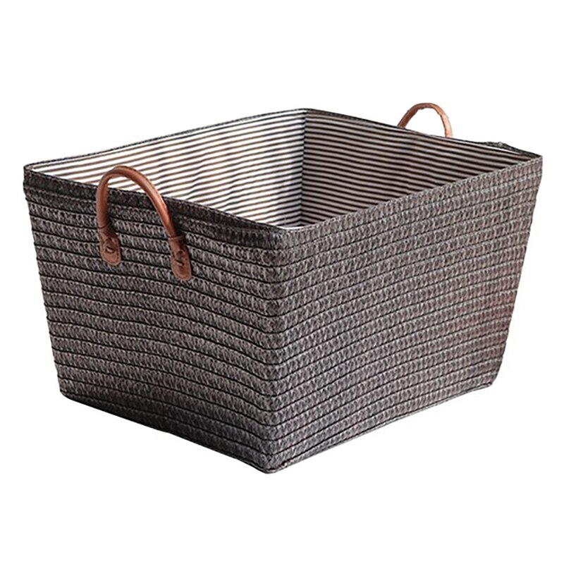 Rectangular Woven Storage Basket Organizer Storage Baskets Reusable Sundries Book Toys Storage Box For Home: Burgundy