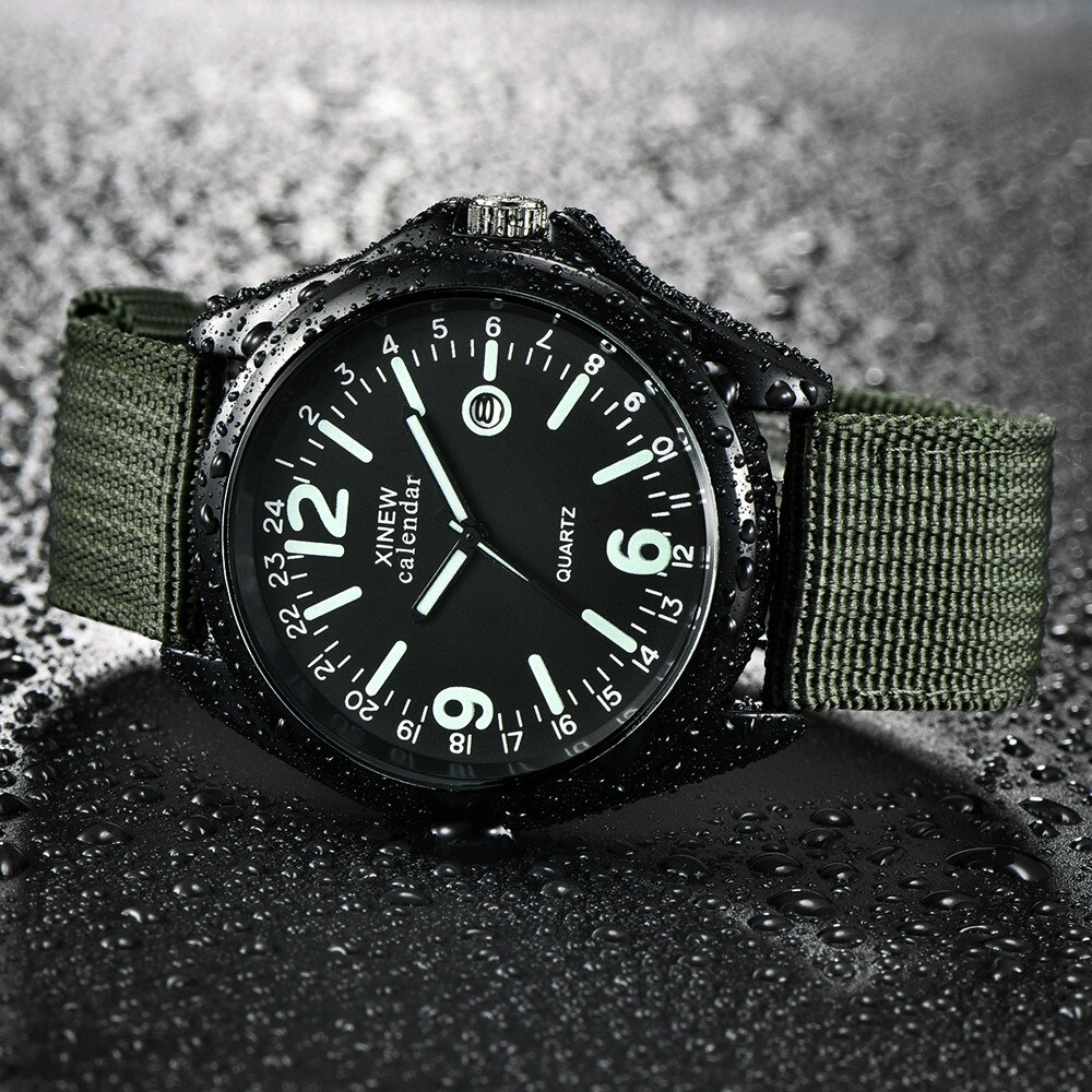 Stilfulde herre lysende kvarts armbåndsure casual alu urskive herre vandtætte sportsure nylon rem relogio masculino
