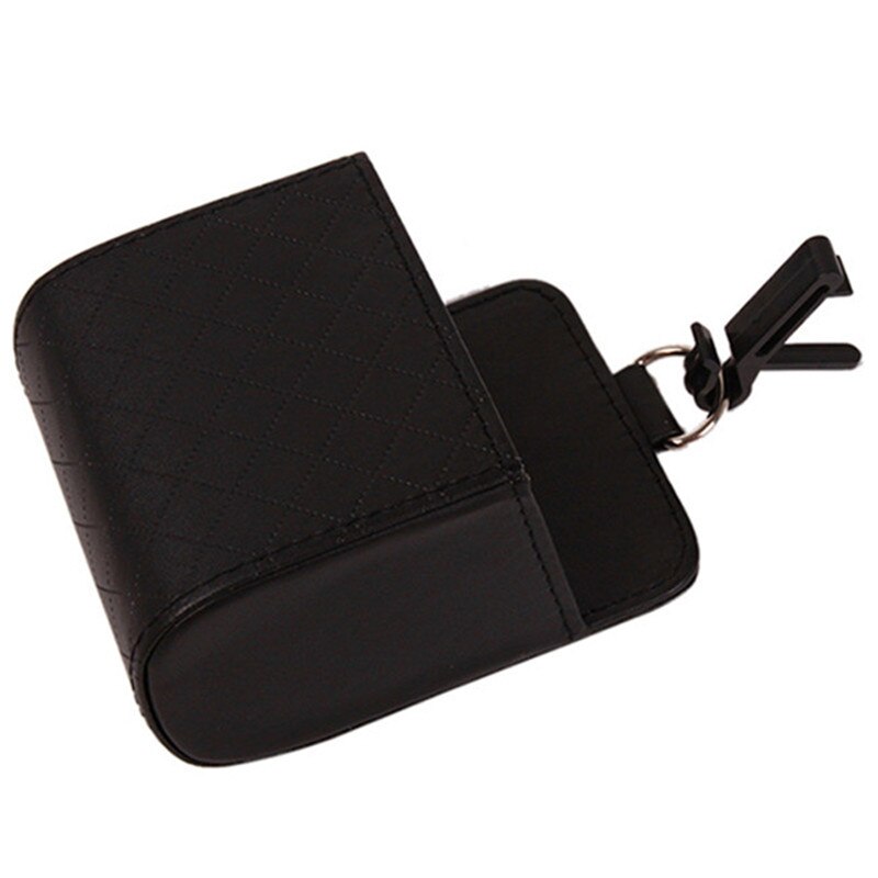 Auto uitlaat ventilatie stoel rugleuning opbergdoos pu leren muntzak etui organizer hangende houder etui auto accessoires: Zwart