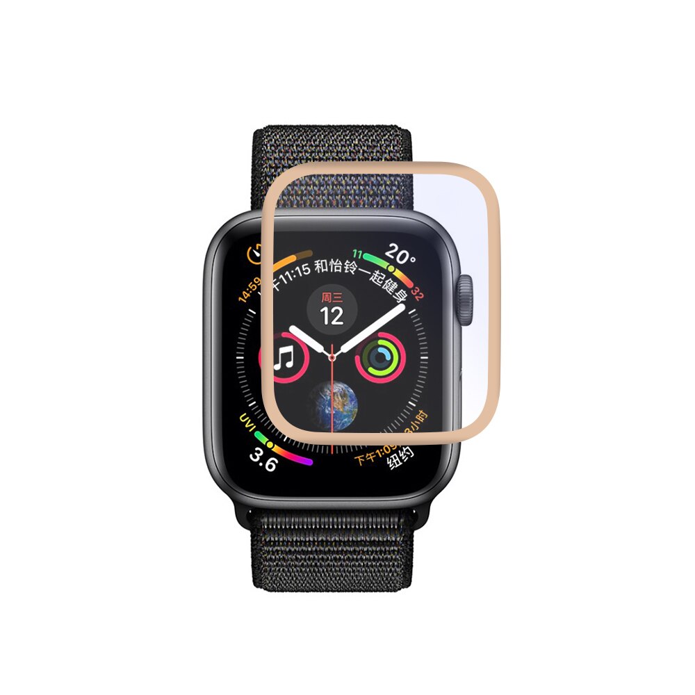 Película de relógio para apple watch, película de relógio de cobertura completa para iwatch series 4 3 2 1 40/44/película protetora para smartwatch de 38/42mm, acessório para relógio inteligente: gold / 38mm