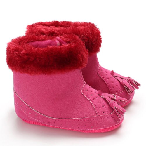 Botas de Neve do bebê 2018 Novos Infantil Com Solado Macio Anti-slip Botas Sapatinho Botas Bebê Da Menina do Menino Crianças Super Quente franja Sapatos sólidos