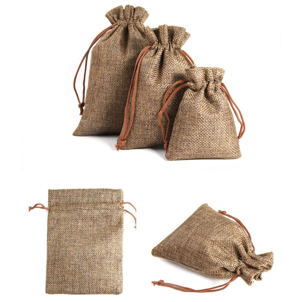 Price Natural Resuable Jute Linen Drawstring Pouch Packaging Bag Logo Printed Jewelry Christmas Bag: coffee S