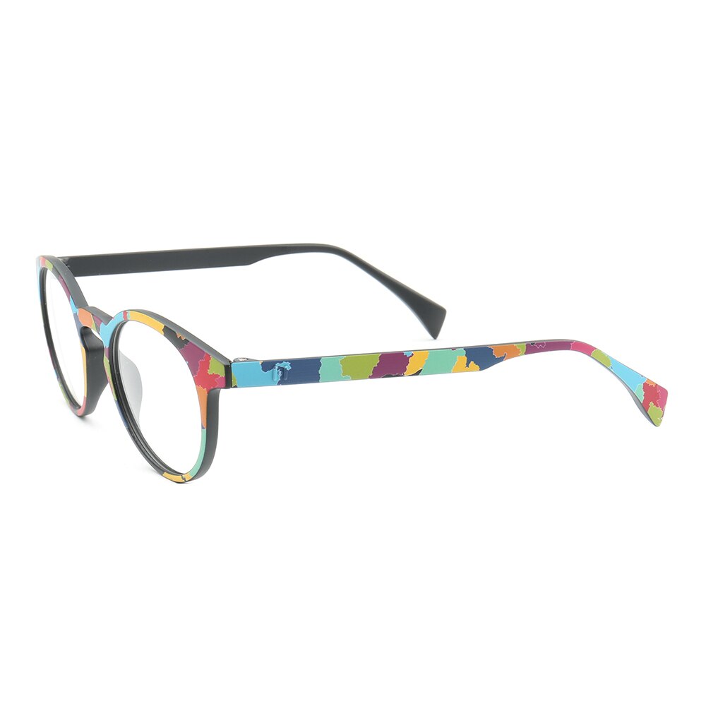Kvinnor runda glasögonbågar män färgglada vintage full-rim rx glasögonbågar ljus tr glasögon regnbåge svart glasögonbåge