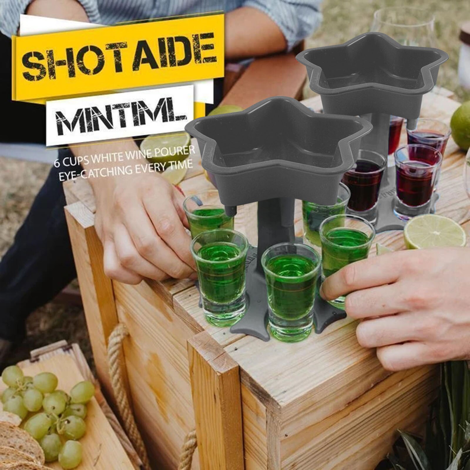 5 Shot Glass Dispenser Holder Five-pointed star Party Pour Artifact Wine Glass Rack Beer Beverage Dispenser Bar Accessory