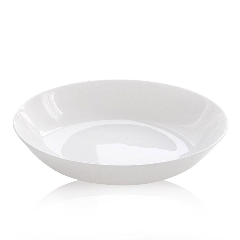 Zuiver Wit Bone Porselein Plaat, Groente Plaat, Huishoudelijke Ronde Keramische Wit Porselein Plaat, Diepe Plaat, magnetron Pl