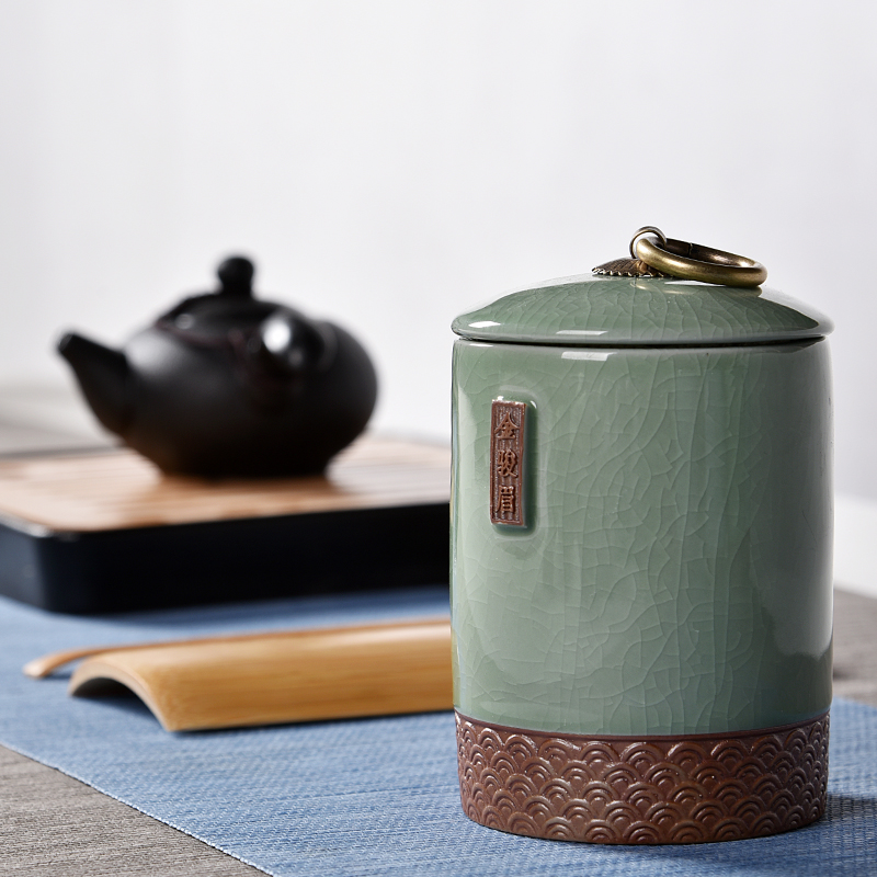 Pequeño tarro de té Caddy de cerámica sello de almacenamiento de té cofre café dulces caja de almacenamiento de alimentos de cocina juego de té Kung Fu tanque portátil