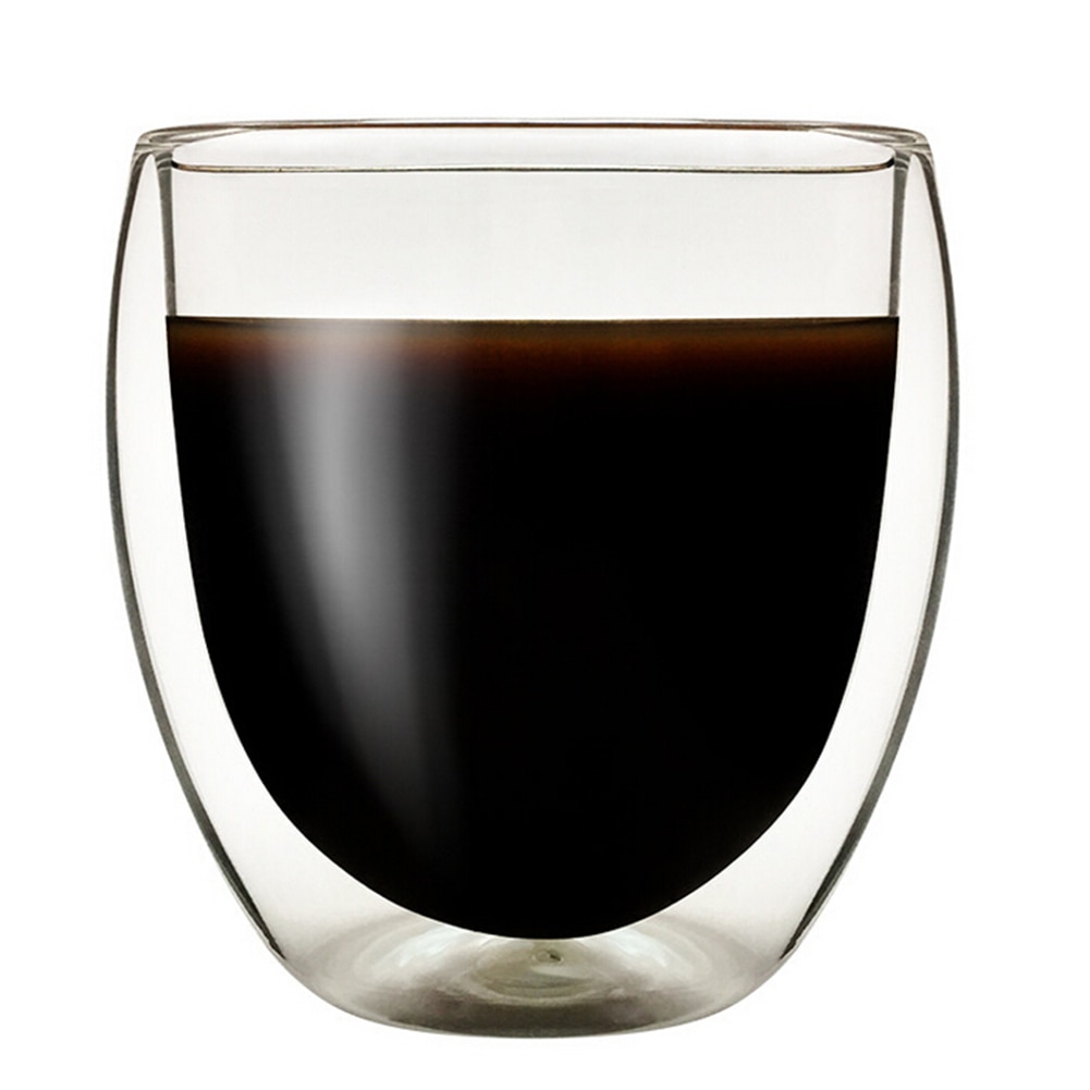 1 stks 200-450 ml dubbelwandige Borosilicaatglas hittebestendig Glas Koffie Explosieveilige Glas met Cartoon Verpakking