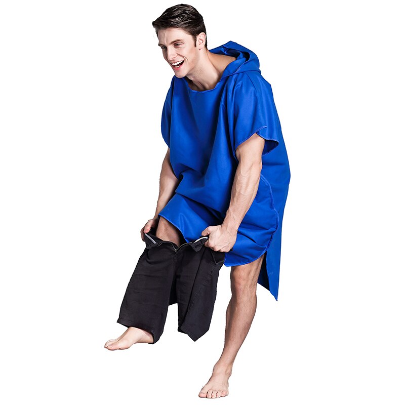 Zipsoft-albornoz con capucha para hombre y mujer, de secado rápido Toalla de microfibra, Poncho para playa y piscina, fácil de cambiar