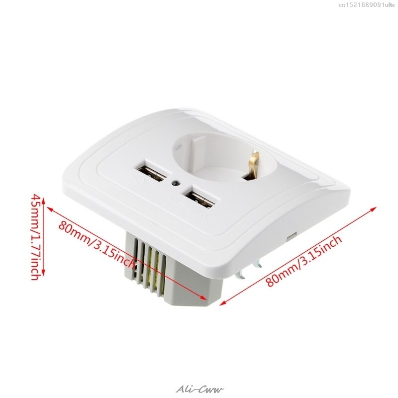 Power outlet Dual USB Port 5V 2A Electric Wall Charger Adapter EU Plug Socket Switch Power Charging Outlet