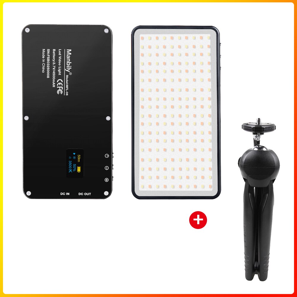 Manbilly – Mini éclairage de photographie Portable, ultra-mince, MFL-06 mAh, 4500 LED, lumière de remplissage, CRI 96 élevé, pour appareil photo, 180: 06light w tripod