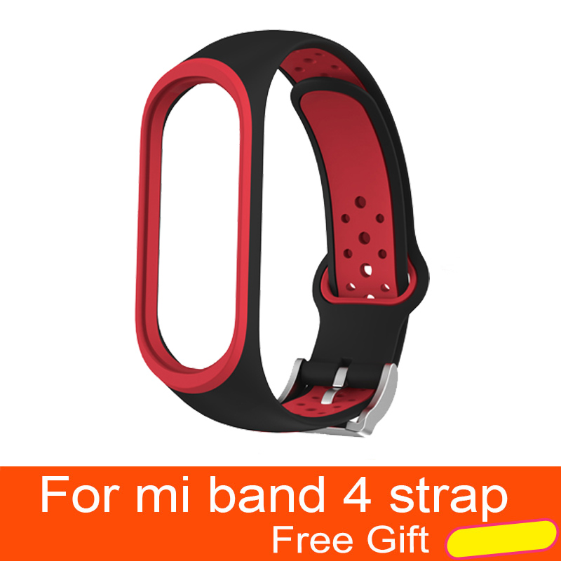 Per Xiao mi mi fascia 4 Cinghia di Accessori per Articoli Elettronica smart sostituzione impermeabile Doppio Braccialetto Del Silicone Di Colore per mi Band4 NFC cinturino Da POLSO: Black-Red