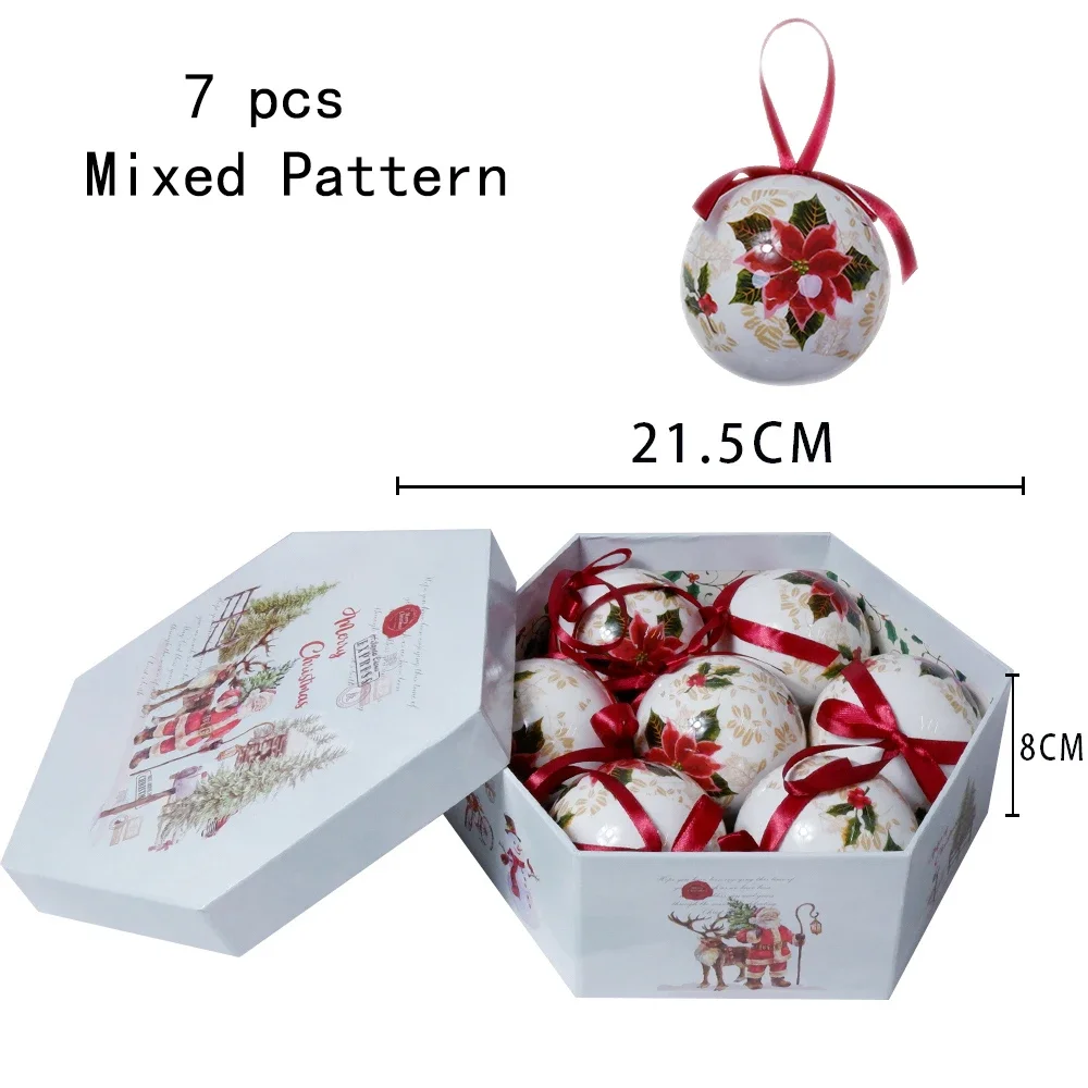 7PCS Christmas Balls Large Home Decoration Tree Balls Xmas Party Decor Christmas Spheres Christmas Tree Hanging Ornament: Light Grey