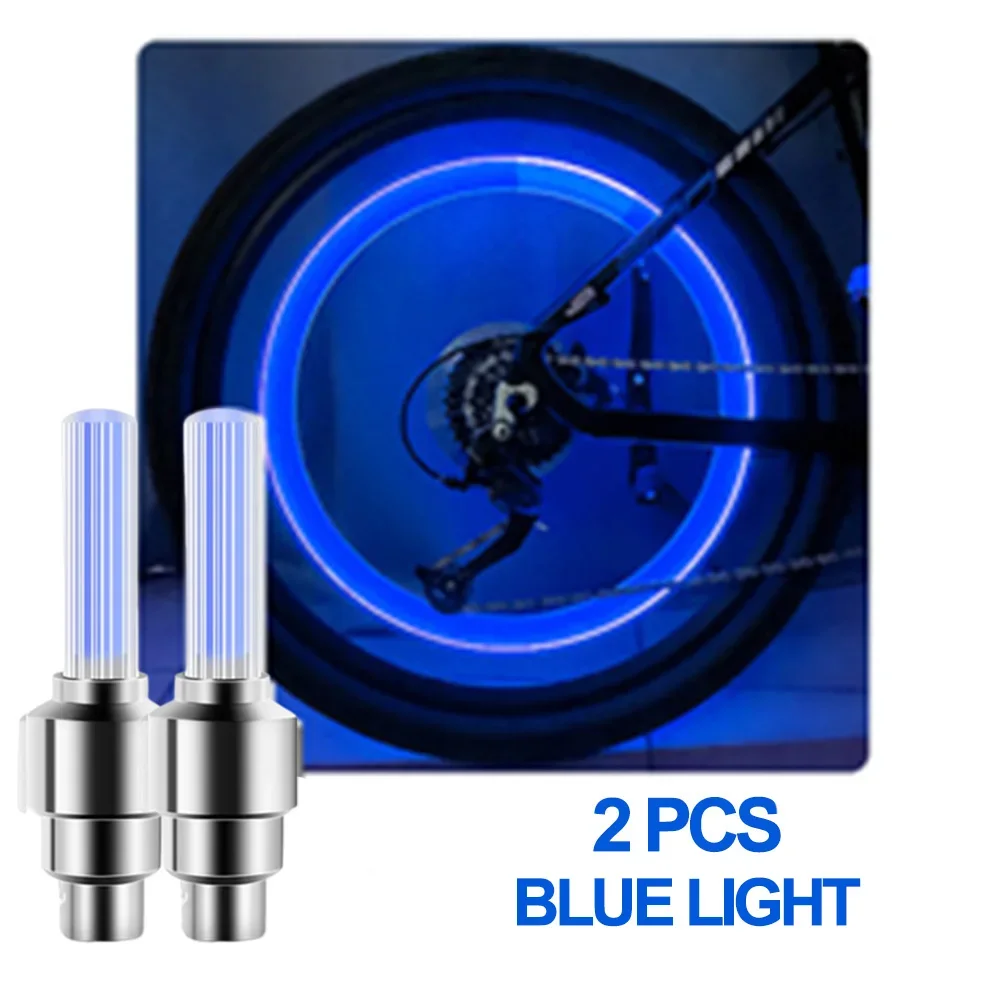 2 STKS Neon Bike Spaaklicht Mini LED Fiets Achterlicht MTB Wiel Band Nozzle Ventieldopjes Lamp Fietsen Waarschuwing Hoofd Achter: green