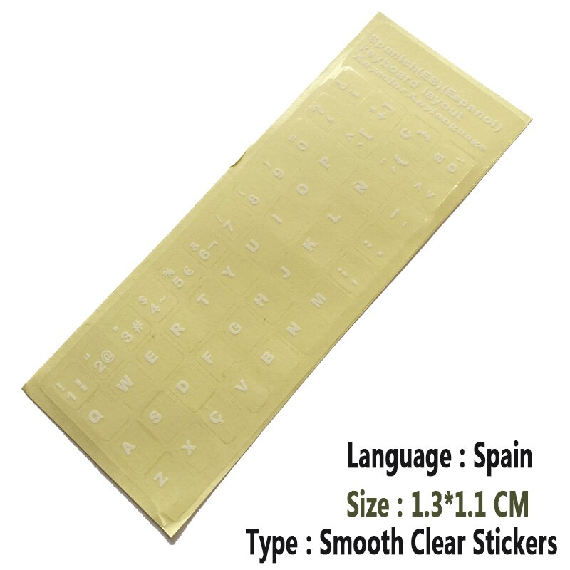 Sr standard spansk språk 7 typer tastatur klistremerker layout knapp bokstaver alfabet for pc bærbar tilbehør datamaskin: Klart ikke lysende