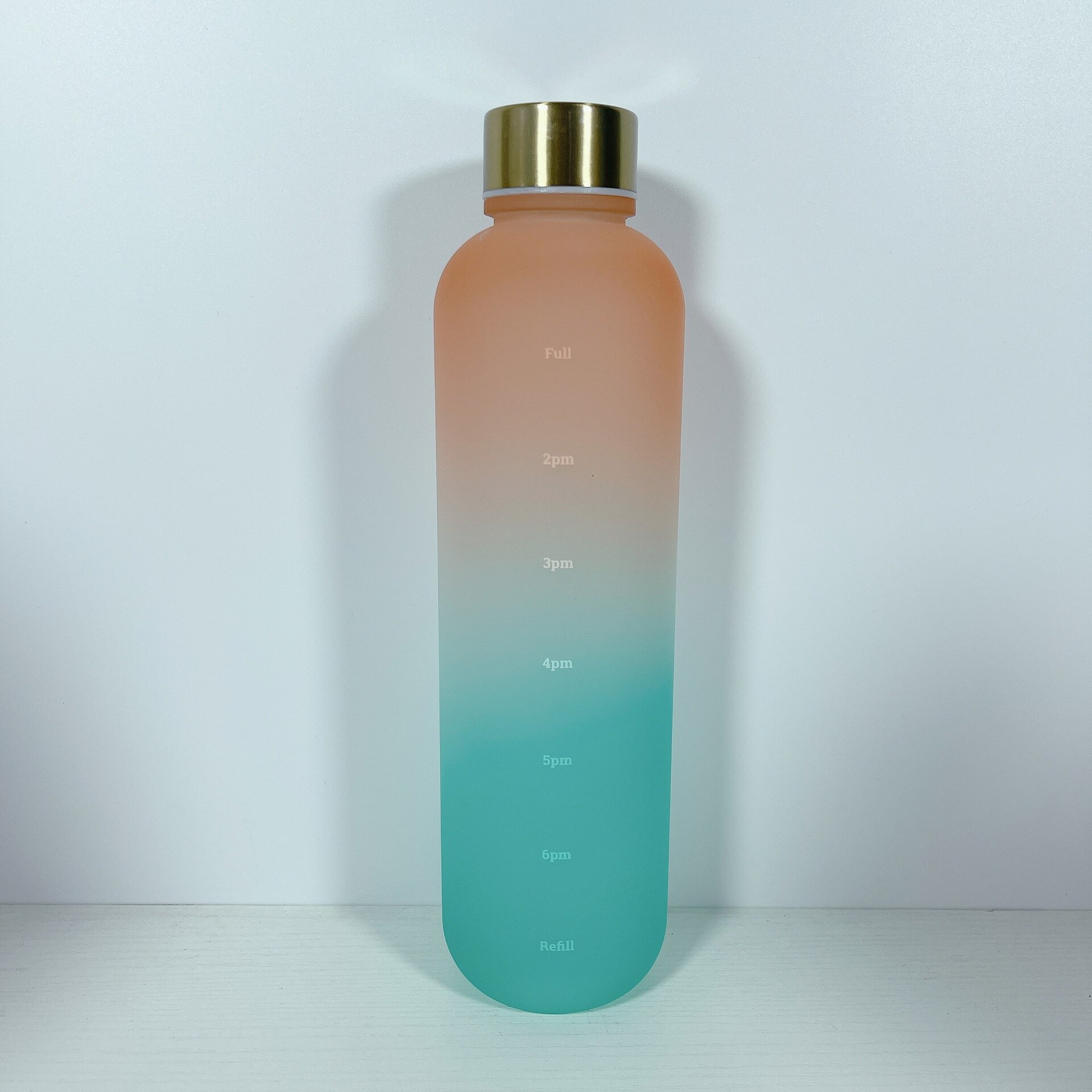 2022 Plastic Space Cup Large-Capacity Transparent Frosted Water Cup Copper Lid Water Bottle With Time Marker 1000ML: Orange Green