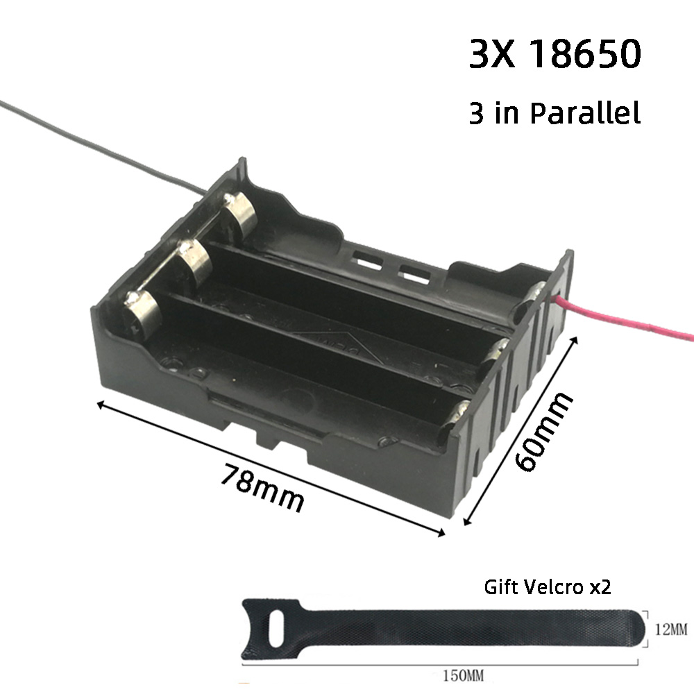 Balaike Black Plastic 1x 2x 3x 4x 18650 Battery Storage Box Case 1 2 3 4 Slot Way DIY Batteries Clip Holder Container and switch: 3 slot in Parallel