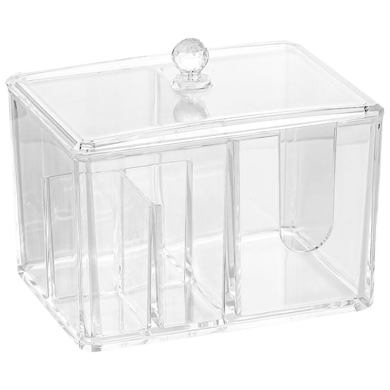 Houder Clear Make Organizer-Vierkante Katoenen Ballen Containers-Bus Voor Wattenstaafjes, Cosmetica, Sieraden