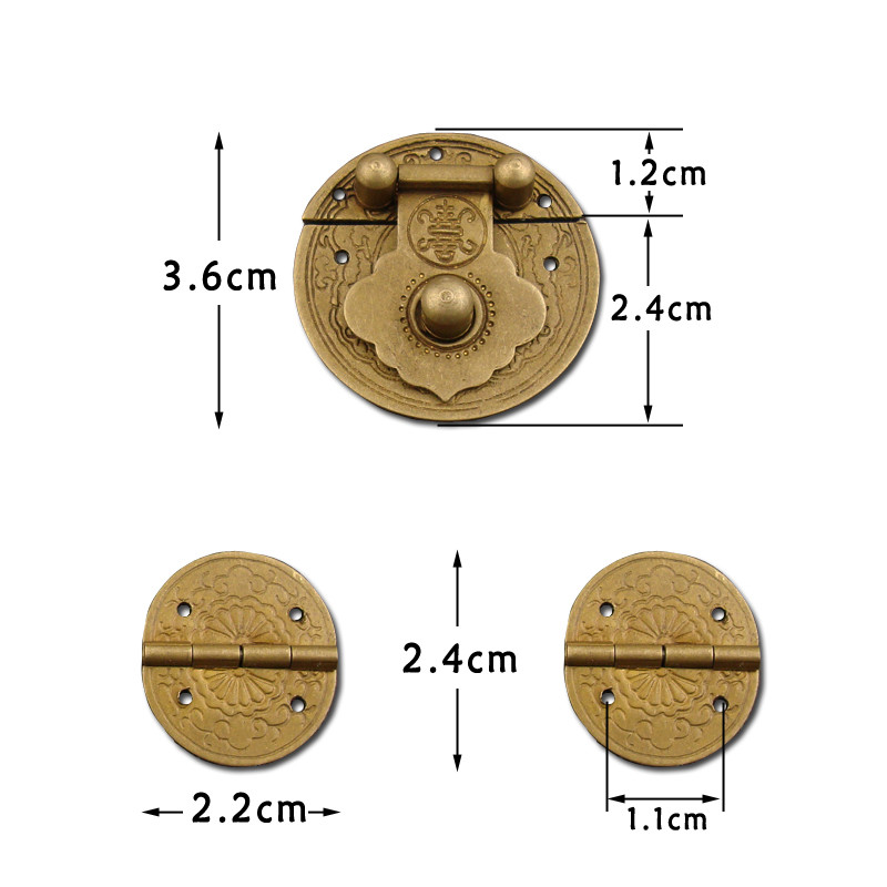 Chinese Vintage Messing Lock Set Houten Doos, Europese Mini Houten Doos Vaas Gesp Hasp Klink + Scharnieren, 1 Set