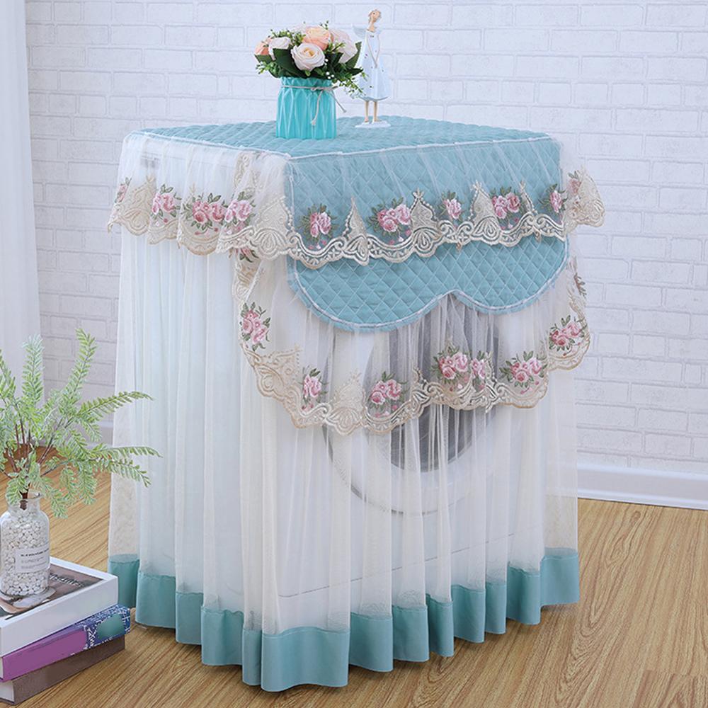 Protector de encaje a prueba de polvo, cubierta de lavadora lavable de 4 colores, decoración del hogar, estilo Floral, 60x60x85cm: Gris claro