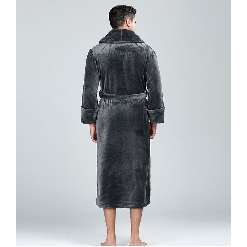 Men Autumn and Winter Style Robe Sex Robes Men Nightgowns Long sleeve Pajamas Flannel Mens Robe Fleece Bathrobe