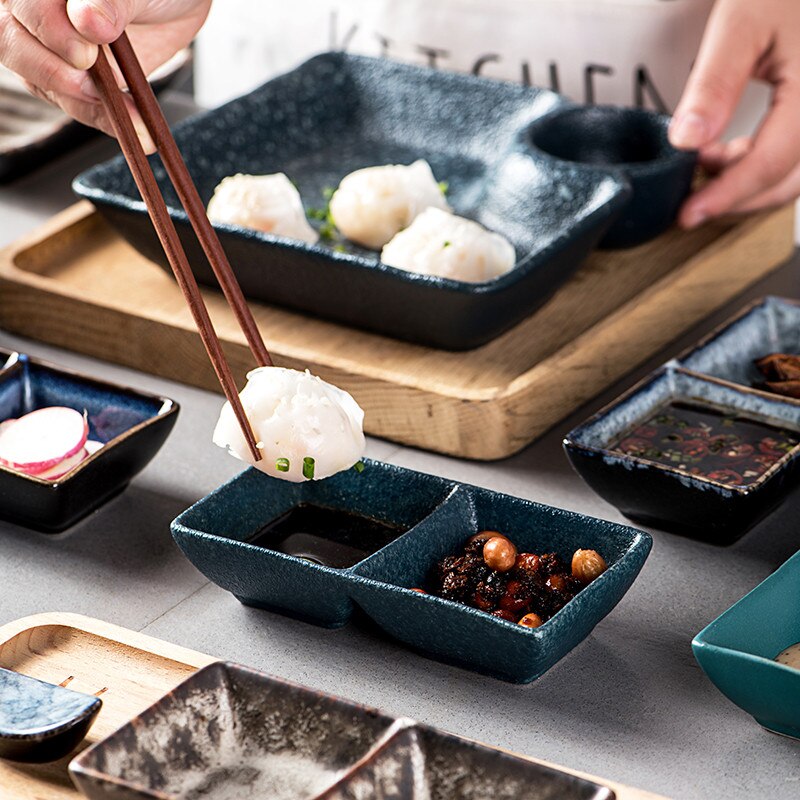 Japanse Keramische Retro Kruiden Saus Schotel Creatieve Boter Mosterd Sushi Azijn Soy Schotel Porselein Schotel Keuken Servies