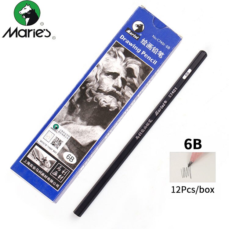 Marie's 12Pcs Sketch Pencil Set Sketching Drawing Kit Wood Charcoal Pencil For Painter School Students Art Supplies