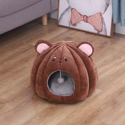 Deep Sleep Cat Bed Super Warm In Winter Little Mat Basket For Cat's House Products Pets Tent Cozy Cave Cat Beds Indoor: Bear / M