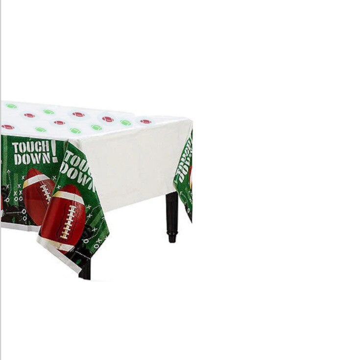 Rugby American Football Theme Party Supplies Disposable Dinnerware Set Plates Napkins Cups Knifves Fork Spoon Birthday Party Set: tablecloth 1pcs