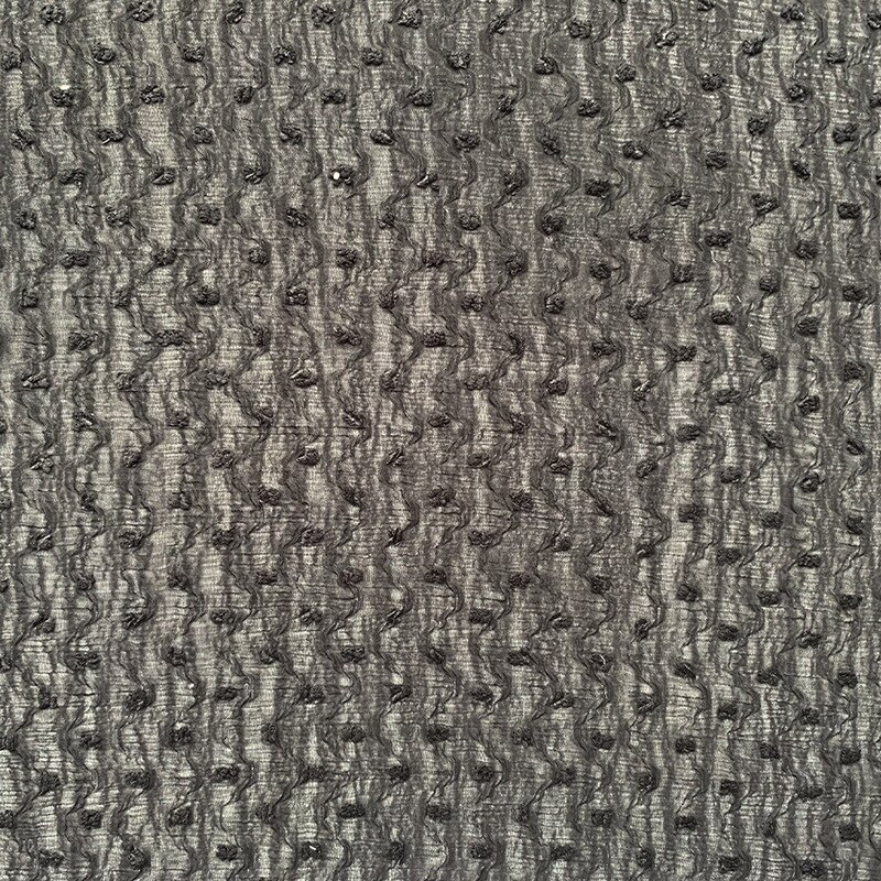 3D Brocade Chiffon Wavy Crinkle Fabric Nano-crepe Furry Jacquard Fringed Fabric Dress Fabric: black