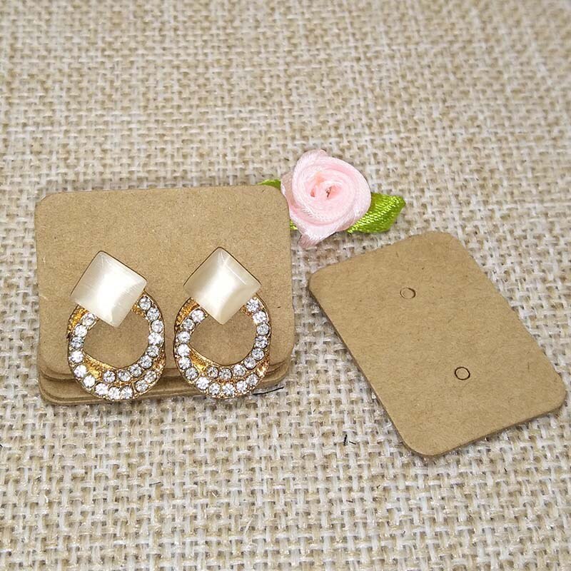 100Pcs 3.5*2.5Cm Multi Kleur Papier Leuke Stud Oorbel Hangtag Card Sieraden Display Verpakking Card: Bruin