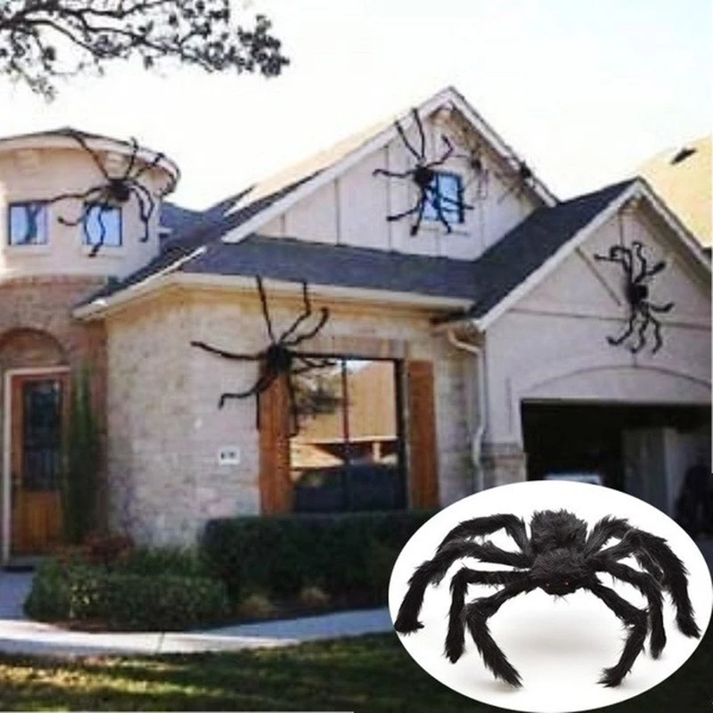 Grand araignée en peluche pour Halloween, accessoires de décoration de fête, grande araignée d'extérieur, chambre de décoration, tour d'une farce, grande araignée