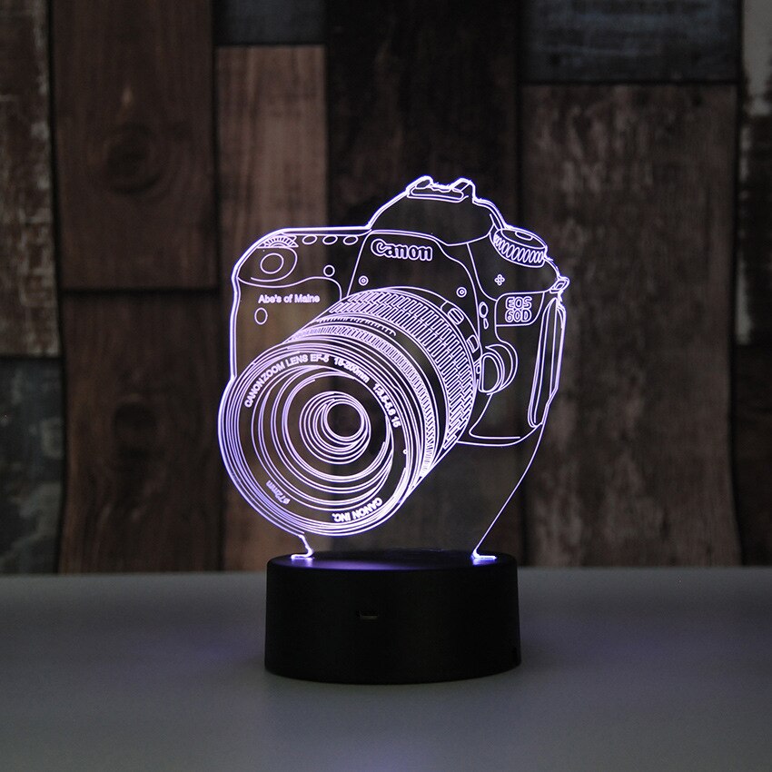 Novelty 3D Entertainment camera illusion LED Lamp USB Table Light RGB Night Light Romantic Bedside Decoration lamp luminaria