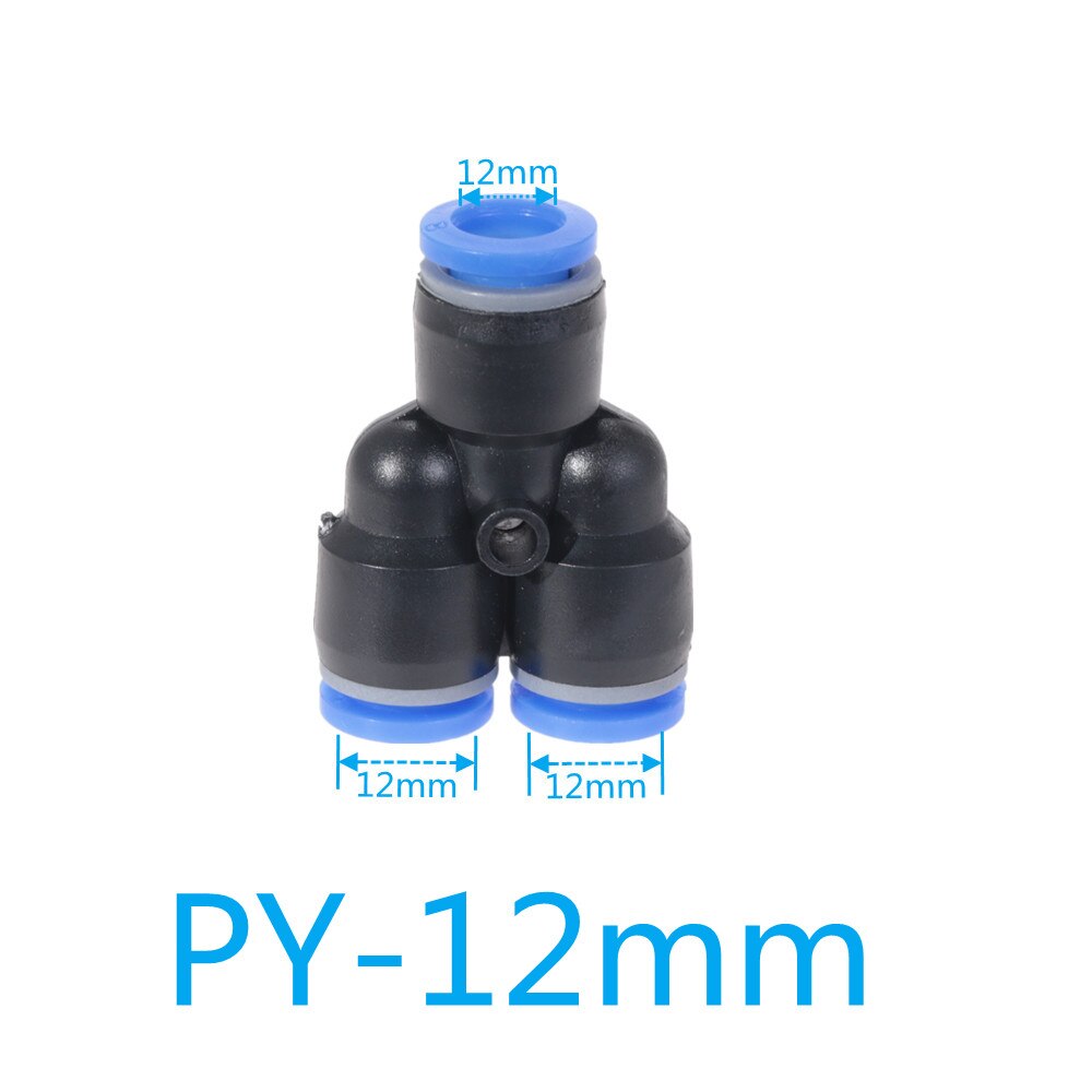 "Y" Pneumatic Connector Tee Union Push In Fitting for Air Pipe joint OD 4 6 8 10 12 14 16MM Pneumatic Fittings PY: PY-12MM