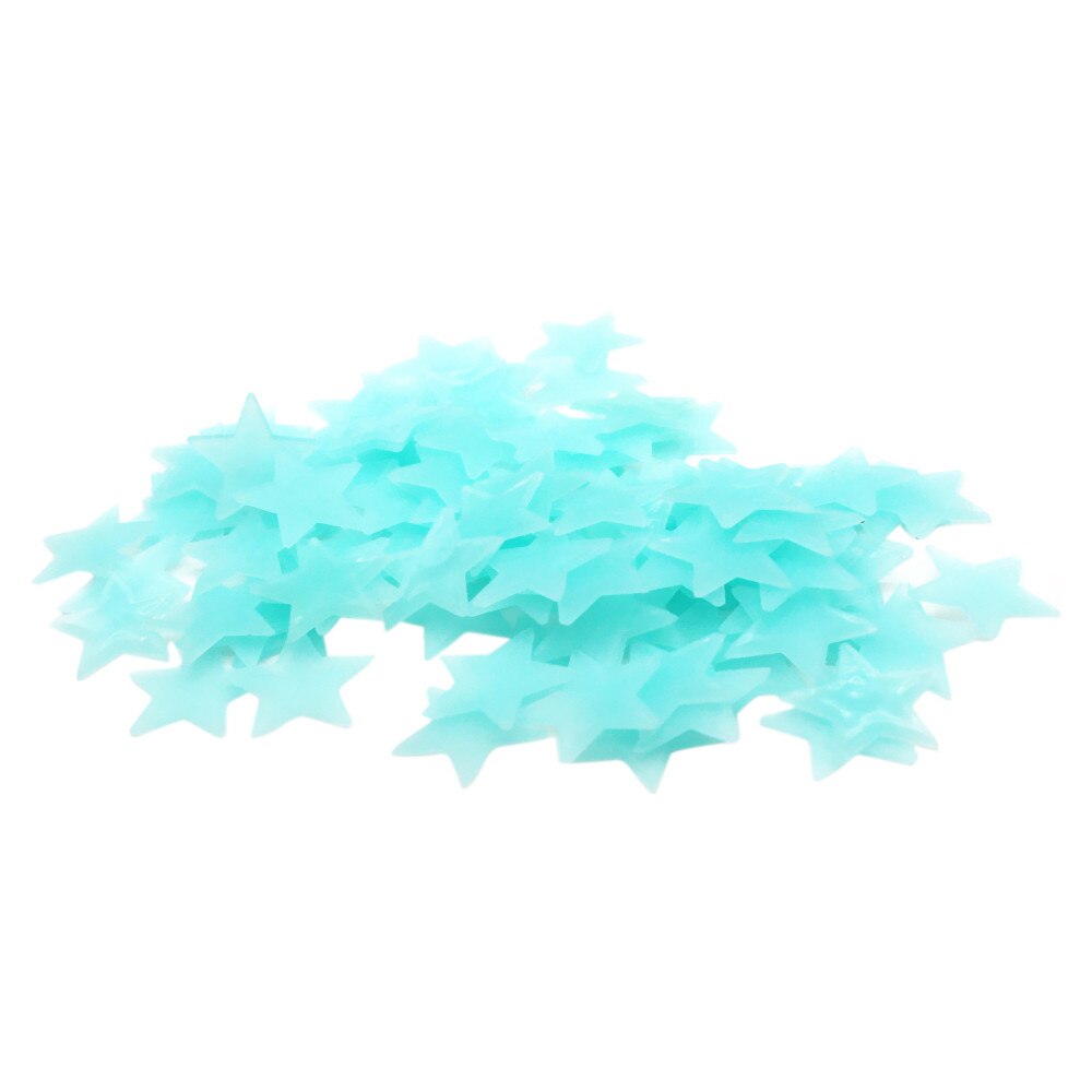 50 Stuks Lichtgevende Stickers Kinderen Slaapkamer Fluorescent Glow In The Dark Star Vorm Muurstickers Thuis Woonkamer Decoratie Stickers: Blauw