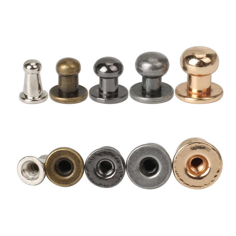 10Sets Multi Maten Massief Messing Riem Zak Schroef Klinknagel Knop Ronde Knop Schroef In Knop Studs Leren Craft Accessoires levert