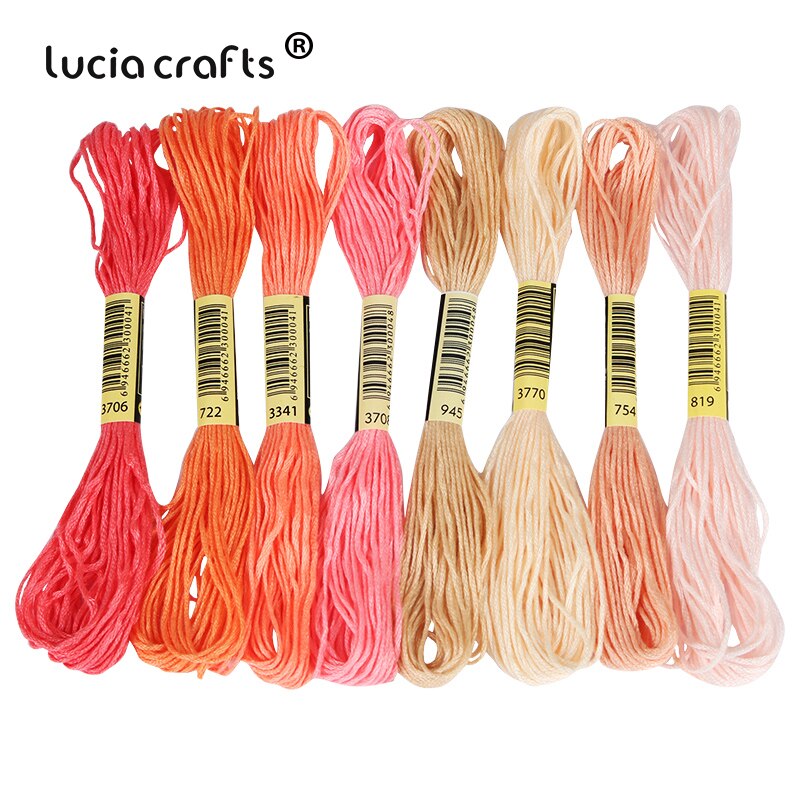 Lucia Crafts 8 Pcs/Lot Multicolor Thread Cross Stitch Cotton Sewing Skeins Embroidery Thread Kit DIY Sewing W0311: C14