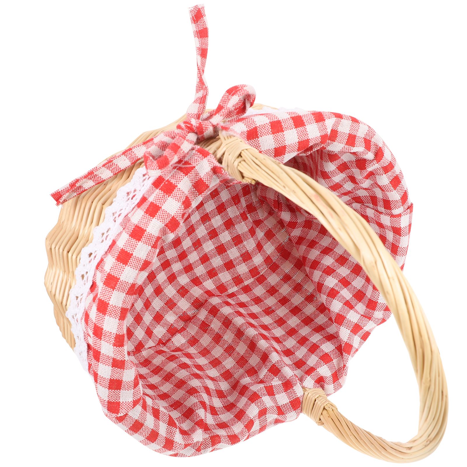 Zerodeko-cesta de Caperucita Roja, bolsa de Picnic tejida a mano, cesta de , cesta de almacenamiento de mimbre, cesta interior de lino