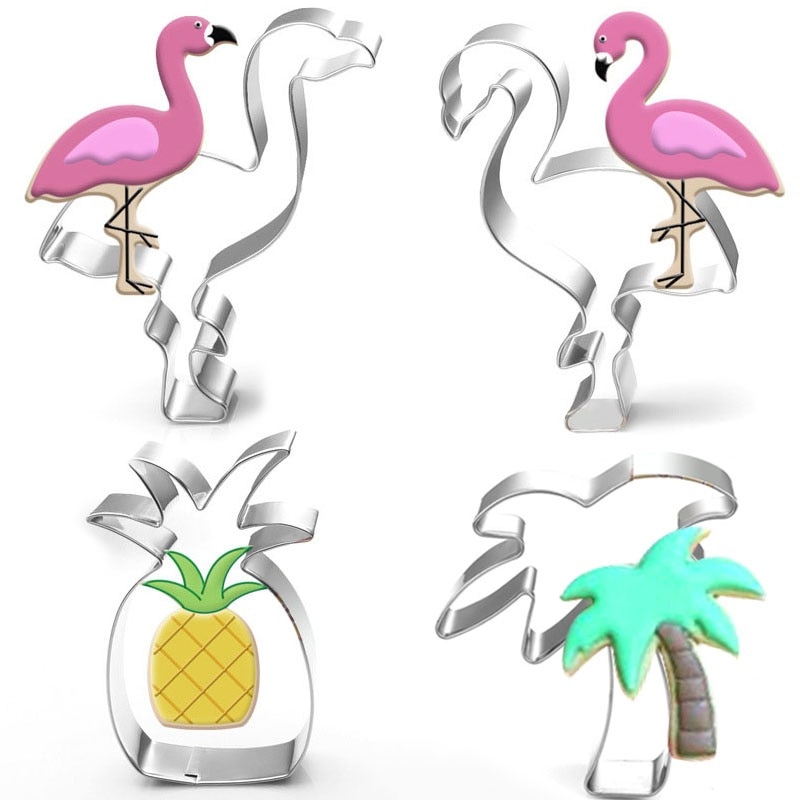 1PC Rvs Cookie Cutters Leuke Flamingo Ananas Stijl Rvs Biscuit Mold Cake decorating gereedschap Biscuit Mold