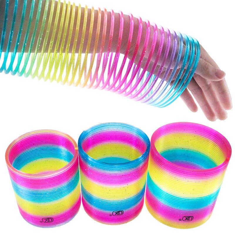 1Pcs Regenboog Cirkel Grappige Magical Speelgoed Vroege Educatief Folding Plastic Spring Coil Big Size Antistress Hand Vaardigheid