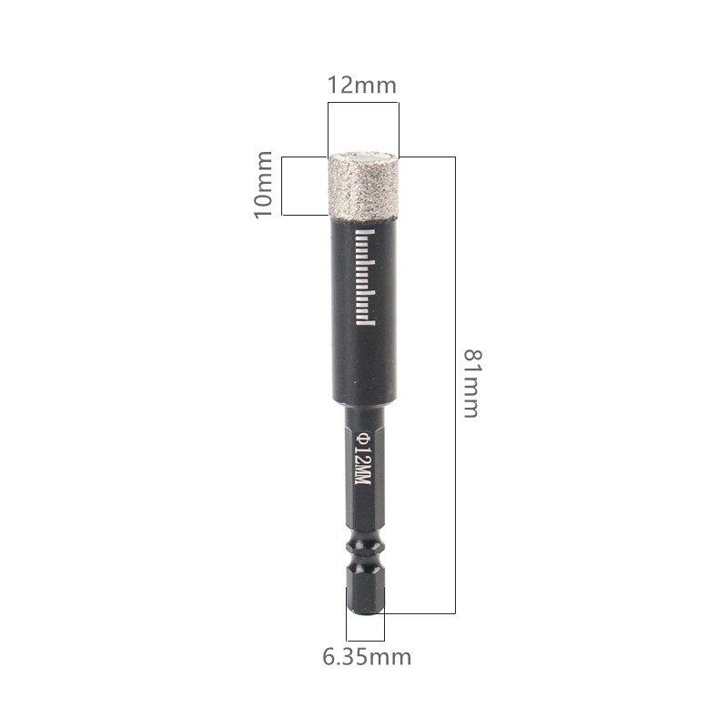 6/8/10/12/14mm diamant tørre bor hulsav fræser marmor keramiske fliser 81mm længde loddede tørre fliser elektriske bor dele bit