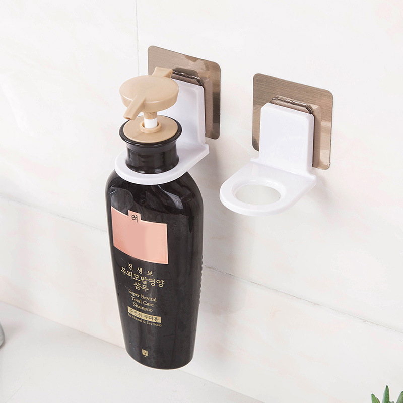 Badeværelse shampoo shower gel bøjle vægmonteret dispenser håndsæbe shampoo arrangør krog punchfri køkken plasthylde