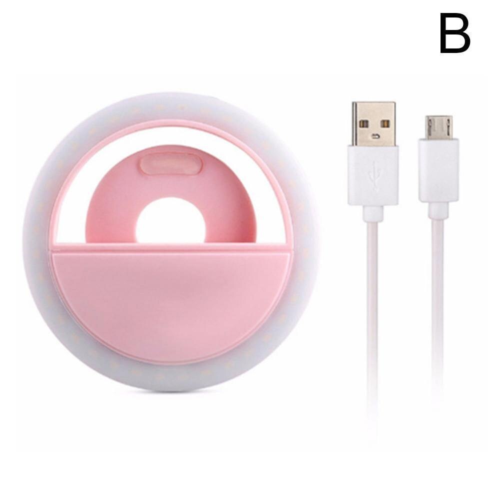 Mini selfie led anel luz de preenchimento portátil telefone móvel 3 celular anel iluminação telefones clipe selfie níveis para toda a lâmpada luminosa n2a3: Rosa