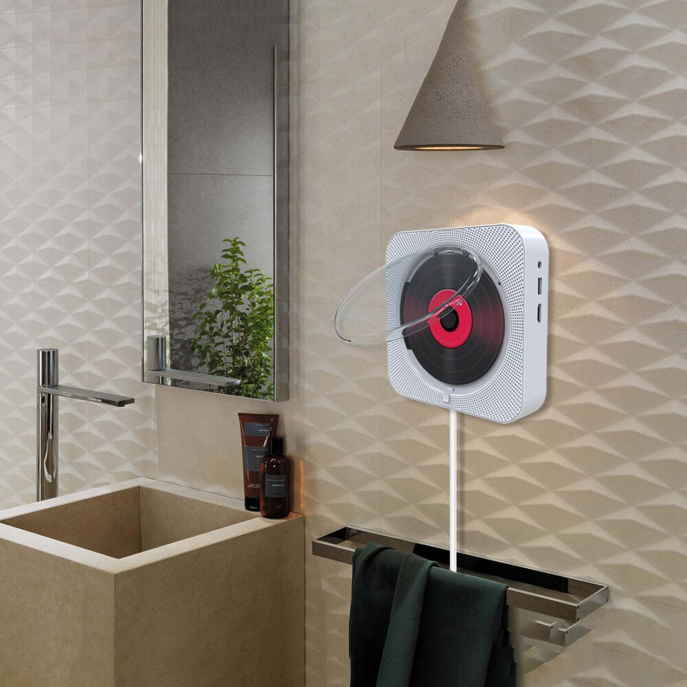 kebidu CD Player Wall Mounted Bluetooth Stereo Audio Early Learning Speaker Wireless Remote Control CD Mp3 FM Radio HiFi Speaker