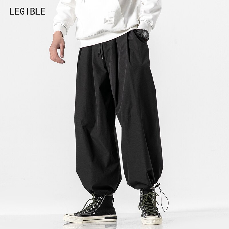 Lente herfst broek heren hiphop harem broek casual losse broek elastische taille joggingbroeken enkellange broek m -5xl
