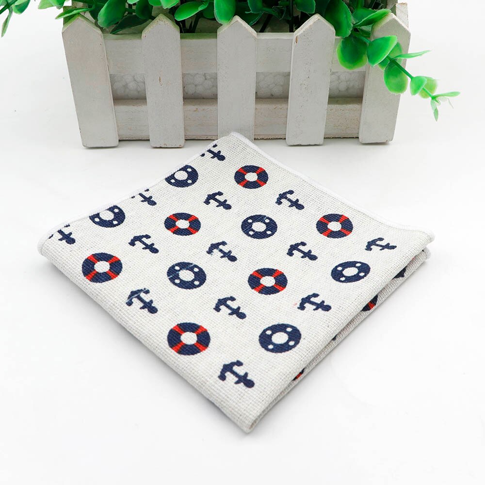 Mannen Vintage Stijl Vlas Linnen Zakdoek Egel Boot Beer Walvis Pocket Plein Zakdoeken Handdoek Toevallige: 20