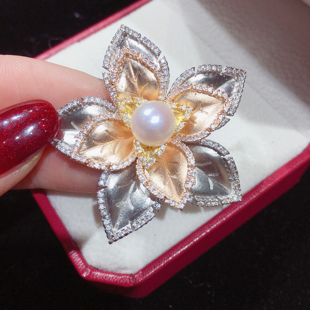 ZHBORUINI Feine Schmuck Natürliche Süßwasser Perle Brosche Non Fading Tricolor Brosche Pins Perle Schmuck Frauen Italienische Technologie
