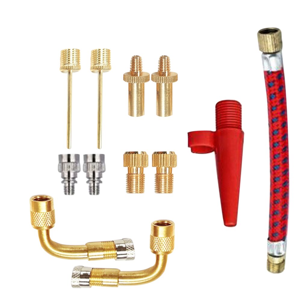 12pcs Football Brass Valve Converter Kit Basketball Air Bump Ball Pressure Inflation Tool Random