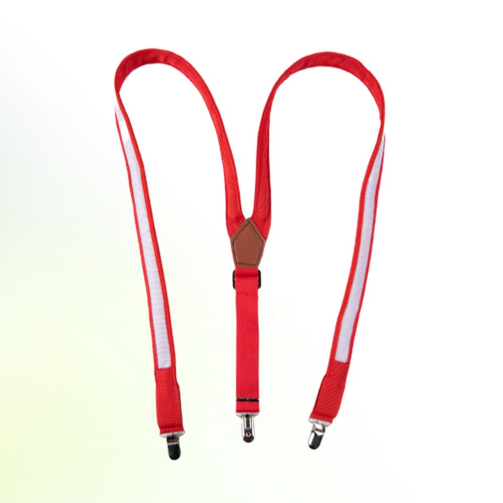 LED Clip-on Suspenders Glowing Adjustable Printing Elastic Y-shaped Braces Luminous Trouser Straps for Men (Red)